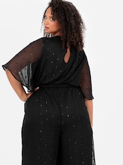 Lovedrobe Clip Spot Black Jumpsuit With Waist Tie - Image 4 of 6