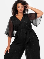 Lovedrobe Clip Spot Black Jumpsuit With Waist Tie - Image 5 of 6