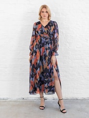 Lovedrobe Blue Wrap Front Tie Back Midaxi Dress - Image 1 of 6