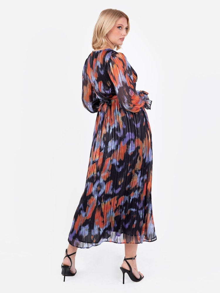 Lovedrobe Blue Wrap Front Tie Back Midaxi Dress - Image 2 of 6