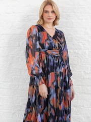 Lovedrobe Blue Wrap Front Tie Back Midaxi Dress - Image 3 of 6