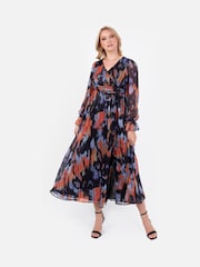 Lovedrobe Blue Wrap Front Tie Back Midaxi Dress - Image 5 of 6