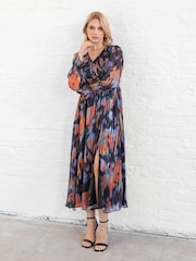 Lovedrobe Blue Wrap Front Tie Back Midaxi Dress - Image 6 of 6