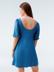 Dark Blue Lightweight Lyocell Mini Summer Dress - Image 2 of 7