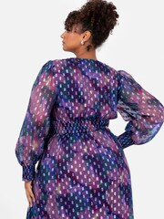 Lovedrobe Purple Button Front Midaxi Dress With Metallic Dobby - Image 4 of 6
