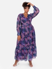 Lovedrobe Purple Button Front Midaxi Dress With Metallic Dobby - Image 5 of 6