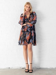 Lovedrobe Blue Elasticated Waist V-Neck Mini Dress - Image 1 of 6