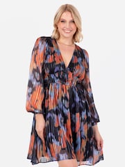 Lovedrobe Blue Elasticated Waist V-Neck Mini Dress - Image 6 of 6