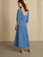 Dark Blue Lightweight Midi Tea Dress - Image 3 of 7