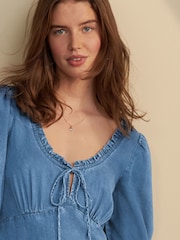Dark Blue Lightweight Midi Tea Dress - Image 4 of 7