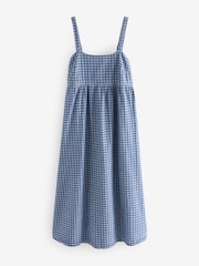 Blue Gingham Strappy Denim 100% Cotton Midi Dress - Image 7 of 9