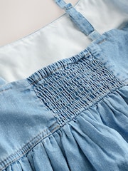 Mid Blue Strappy Denim 100% Cotton Midi Dress - Image 6 of 7