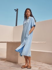 Mid Blue Lightweight TENCEL™ Denim Maxi Dress - Image 1 of 7