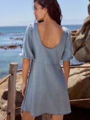 Bleach Blue Lightweight Lyocell Mini Summer Dress - Image 2 of 6
