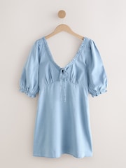 Bleach Blue Lightweight Lyocell Mini Summer Dress - Image 8 of 10