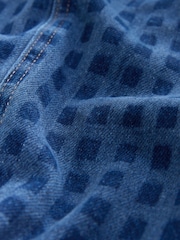 Blue Gingham V-Neck 100% Cotton Denim Dress - Image 6 of 7