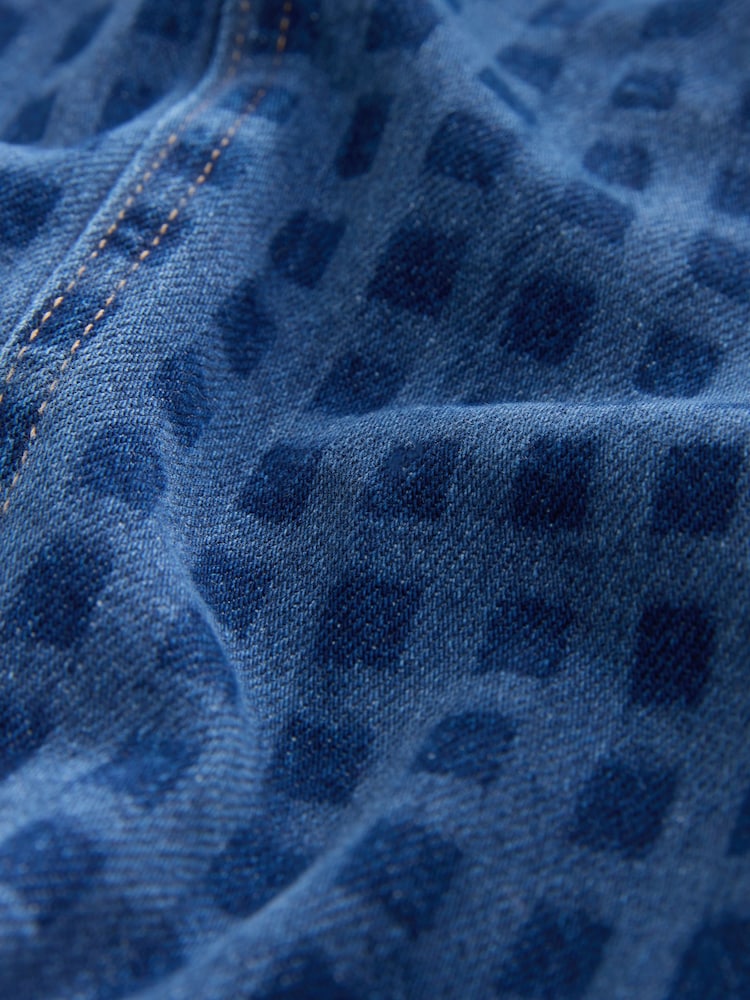 Blue Gingham V-Neck 100% Cotton Denim Dress - Image 6 of 7