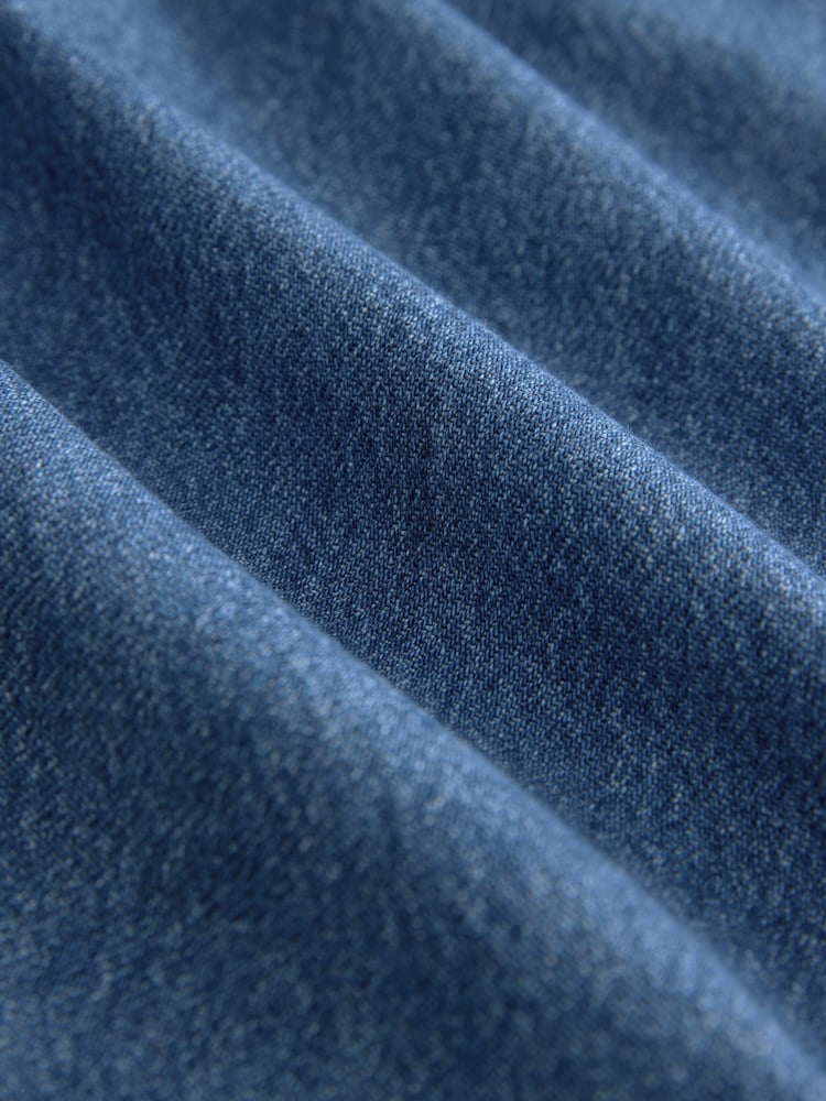 Mid Blue 100% Cotton Front Pocket Denim Mini Dress - Image 8 of 8 Mid Blue 100% Cotton Front Pocket Denim Mini Dress - Image 8 of 8
