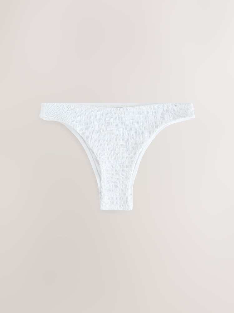 Blanc/Noir - Lot de 2 bas de bikini brésiliens froncés à jambe haute - Image 3 of 6