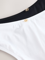 Blanc/Noir - Lot de 2 bas de bikini brésiliens froncés à jambe haute - Image 4 of 6