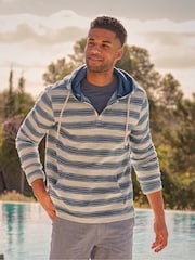 FatFace Trescowe Blue Stripe Half Zip Sweat - Image 1 of 9