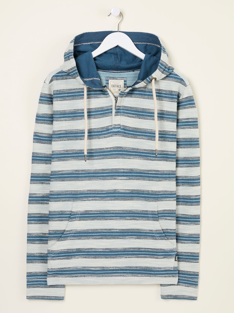 FatFace Trescowe Blue Stripe Half Zip Sweat - Image 9 of 9