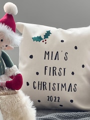 100% Linen First Christmas Personalised Cushion by Solesmith - Image 1 of 3