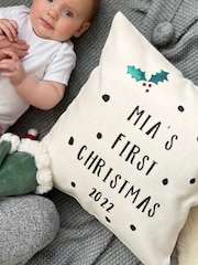100% Linen First Christmas Personalised Cushion by Solesmith - Image 2 of 3