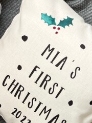 100% Linen First Christmas Personalised Cushion by Solesmith - Image 3 of 3
