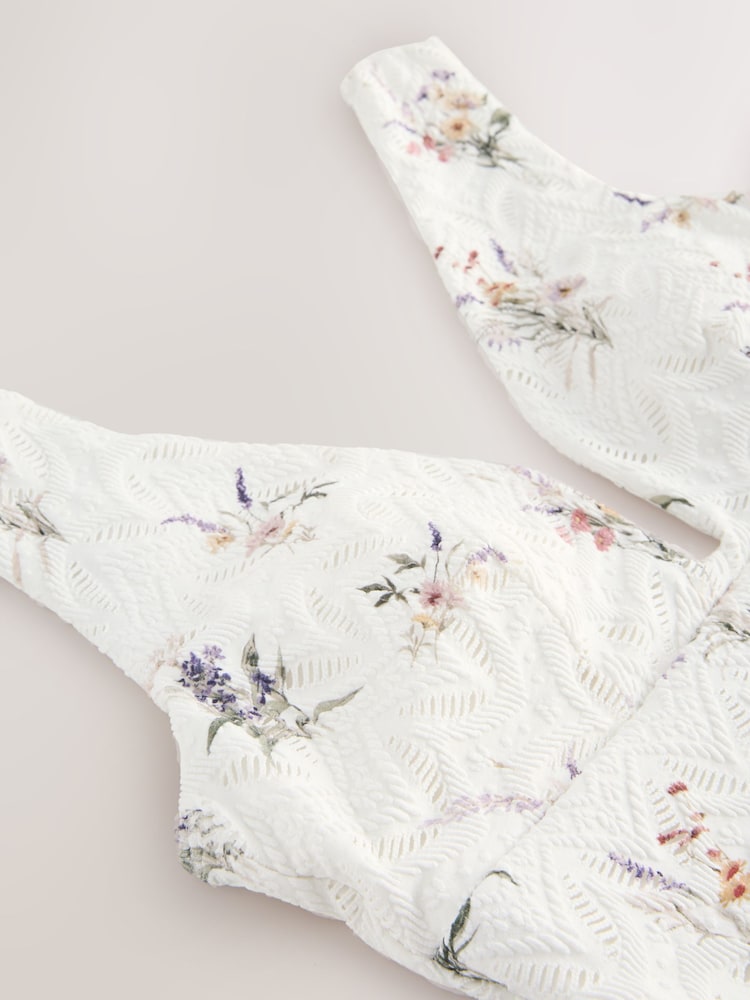 White Floral Lace Plunge Shaping Tummy Control Swimsuit - Image 8 of 8 White Floral Lace Plunge Shaping Tummy Control Swimsuit - Image 8 of 8