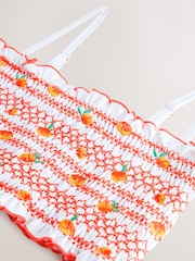 White Embroidered Peach Shirred Bandeau Bikini Top - Image 7 of 8