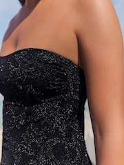 Black Metallic Paisley Bandeau Tankini Top - Image 4 of 8