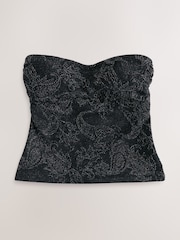 Black Metallic Paisley Bandeau Tankini Top - Image 5 of 8