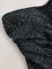 Black Metallic Paisley Bandeau Tankini Top - Image 6 of 8