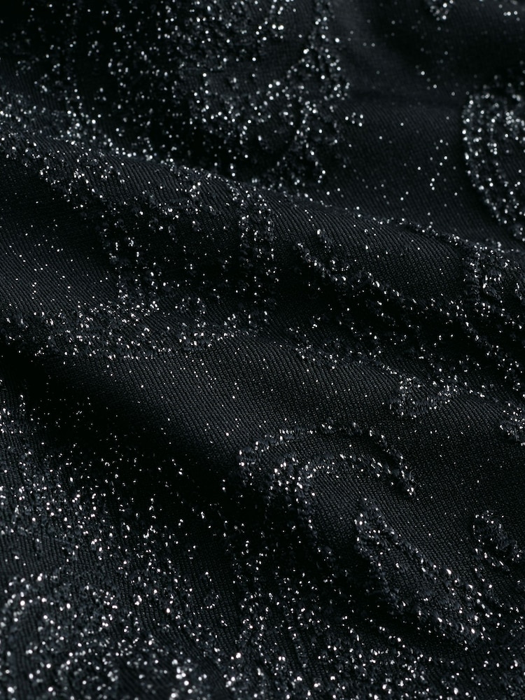 Black Metallic Paisley Bandeau Tankini Top - Image 8 of 8