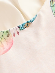 White/Purple Floral Placement Print Tummy Control Bandeau Tankini Top - Image 9 of 9