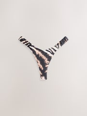 Black/Animal Tanga High Leg Bikini Bottoms - Image 1 of 3
