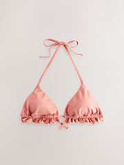 Pink Metallic Frill Triangle Bikini Top - Image 7 of 9