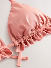 Pink Metallic Frill Triangle Bikini Top - Image 8 of 9