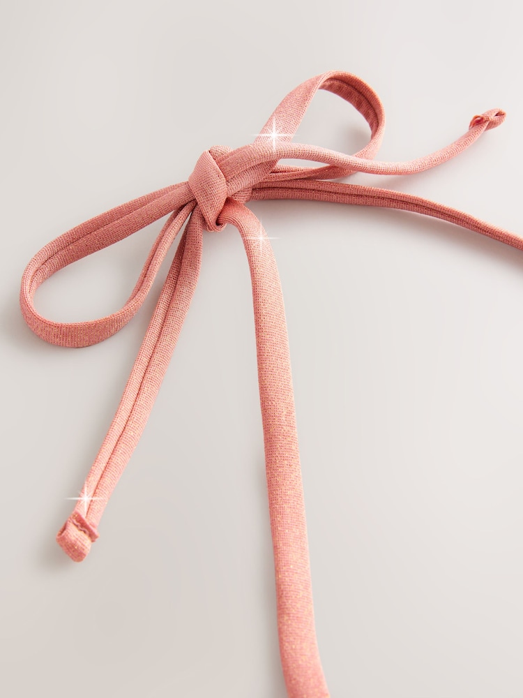 Pink Metallic Frill Triangle Bikini Top - Image 9 of 9