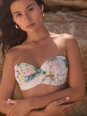 Cream/Lilac/Jaune Fleuri  - Haut de bikini bandeau filaire - Image 1 de 5