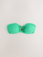 Green Textured Trim Bandeau Bikini Top - Image 6 of 8