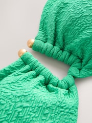 Green Textured Trim Bandeau Bikini Top - Image 7 of 8