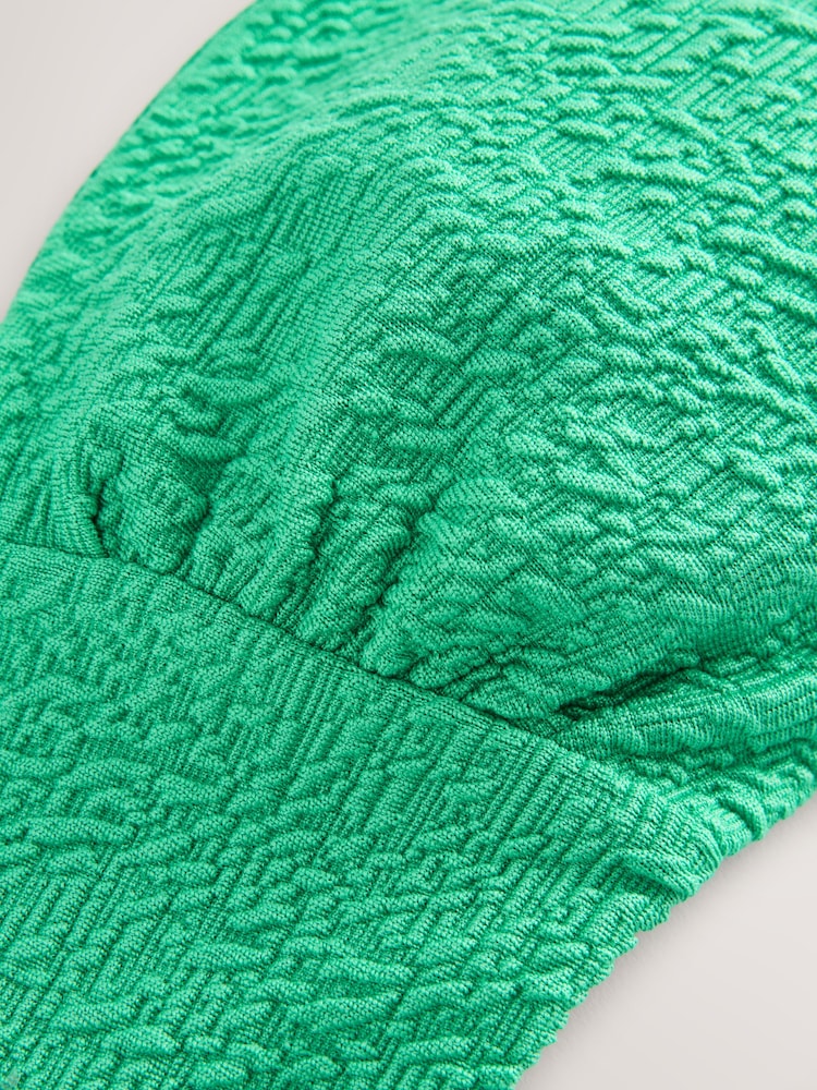 Green Textured Trim Bandeau Bikini Top - Image 8 of 8