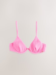 Rose néon - Haut de Bikini effet froissé avec armatures non rembourré - Image 7 of 9