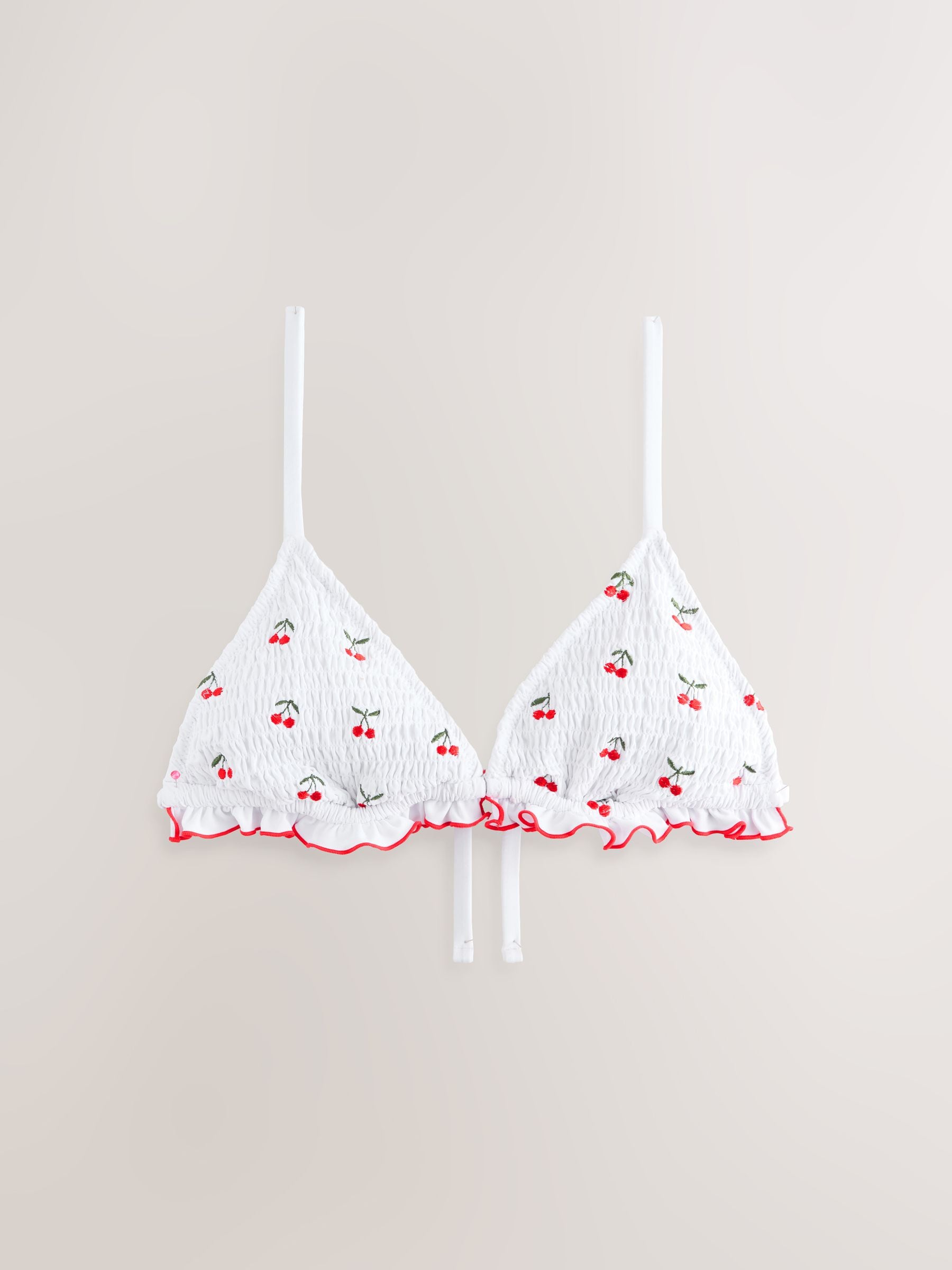 Buy White Embroidered Cherry Shirred Triangle Bikini Top from Next