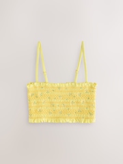 Jaune Floral brodé - Haut de bikini Bandeau Shirred - Image 6 of 8