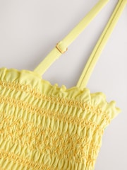 Jaune Floral brodé - Haut de bikini Bandeau Shirred - Image 7 of 8