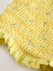 Jaune Floral brodé - Haut de bikini Bandeau Shirred - Image 8 of 8