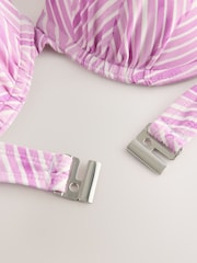 Lilac Purple Zigzag Print Padded Shaping Wired Halter Bikini Top - Image 7 of 8